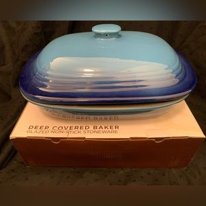 Parini Glazed non-stick blue deep covered baker, 12 x 9